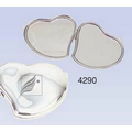 2-1/2"x2"x3/8" Silver Plated Contour Heart Compact Mirror (Screened)